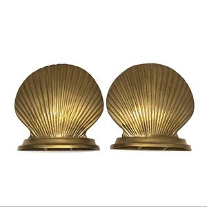 Vintage Brass Seashell Bookends (One Pair)